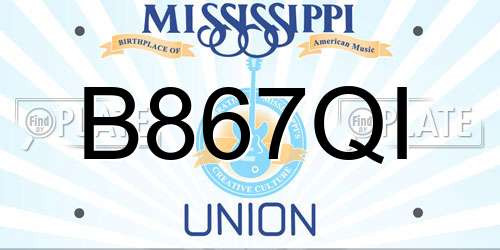 B867QI Mississippi License Plate