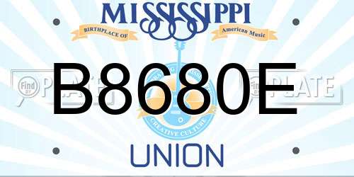 B8680E Mississippi License Plate
