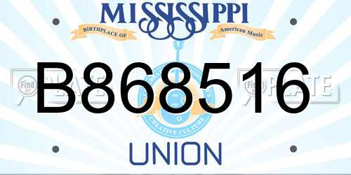 B868516 Mississippi License Plate