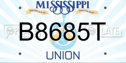 B8685T Mississippi License Plate