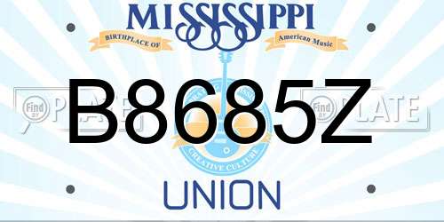 B8685Z Mississippi License Plate