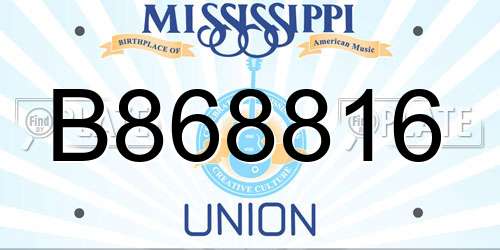 B868816 Mississippi License Plate