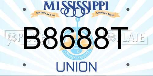 B8688T Mississippi License Plate