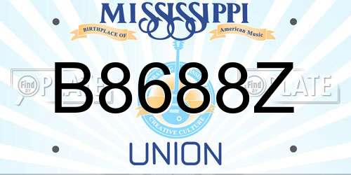B8688Z Mississippi License Plate