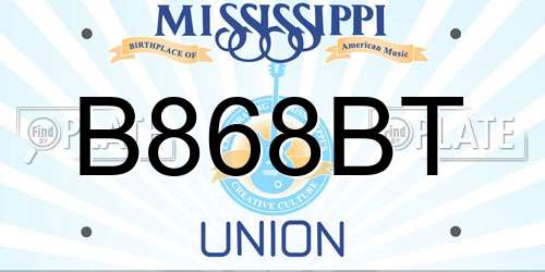 B868BT Mississippi License Plate