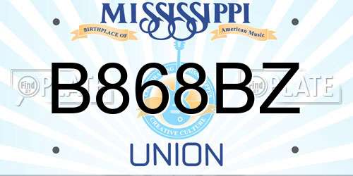 B868BZ Mississippi License Plate