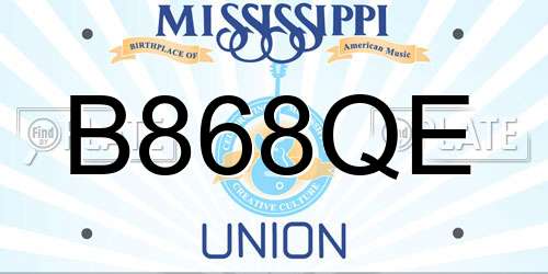 B868QE Mississippi License Plate