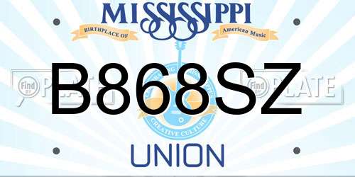 B868SZ Mississippi License Plate