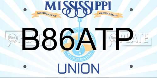 B86ATP Mississippi License Plate