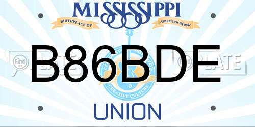 B86BDE Mississippi License Plate
