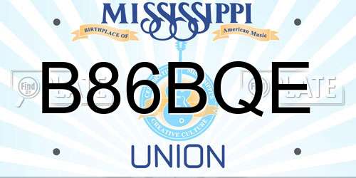 B86BQE Mississippi License Plate