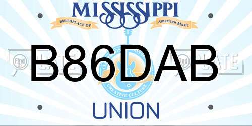B86DAB Mississippi License Plate
