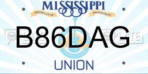 B86DAG Mississippi License Plate