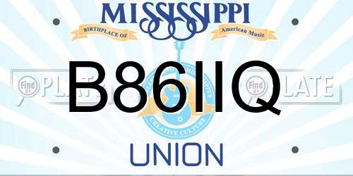 B86IIQ Mississippi License Plate