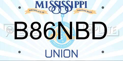 B86NBD Mississippi License Plate