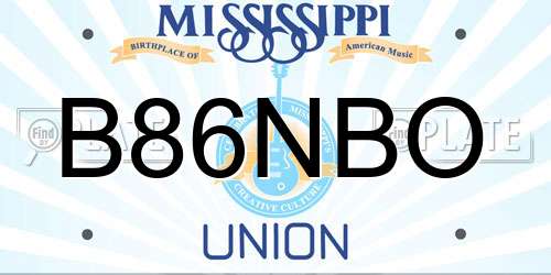 B86NBO Mississippi License Plate