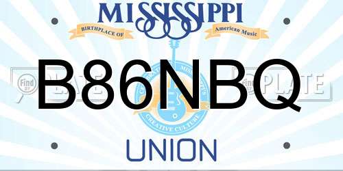 B86NBQ Mississippi License Plate