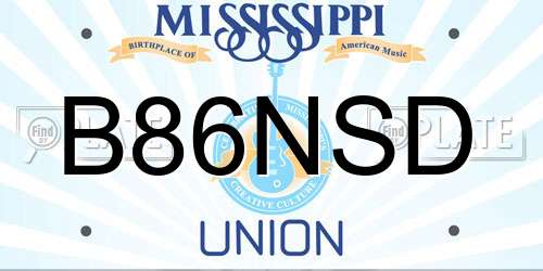 B86NSD Mississippi License Plate