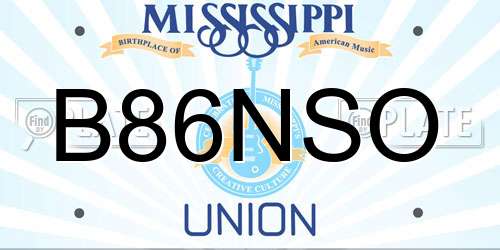 B86NSO Mississippi License Plate