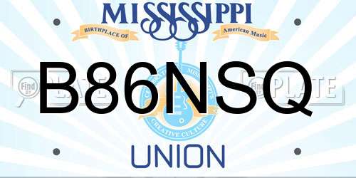 B86NSQ Mississippi License Plate