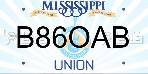 B86OAB Mississippi License Plate