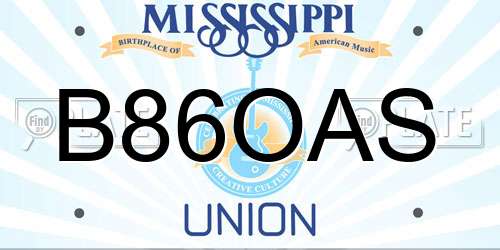 B86OAS Mississippi License Plate