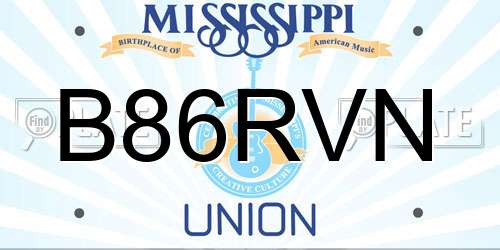 B86RVN Mississippi License Plate