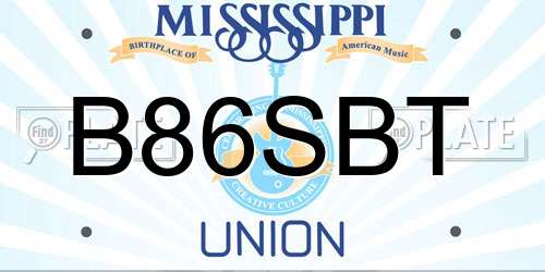 B86SBT Mississippi License Plate