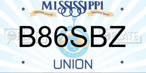 B86SBZ Mississippi License Plate
