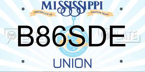 B86SDE Mississippi License Plate