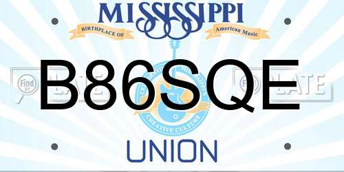 B86SQE Mississippi License Plate