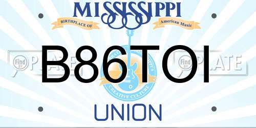 B86TOI Mississippi License Plate