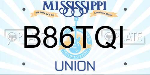 B86TQI Mississippi License Plate