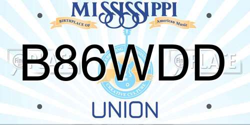 B86WDD Mississippi License Plate
