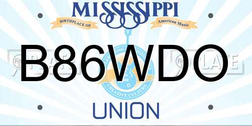 B86WDO Mississippi License Plate