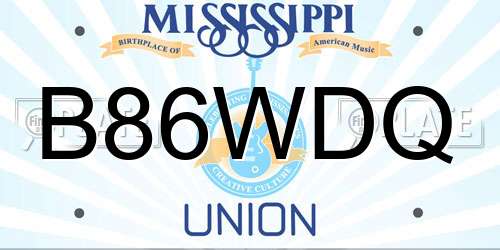 B86WDQ Mississippi License Plate