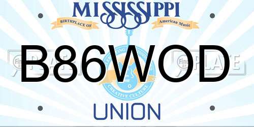 B86WOD Mississippi License Plate