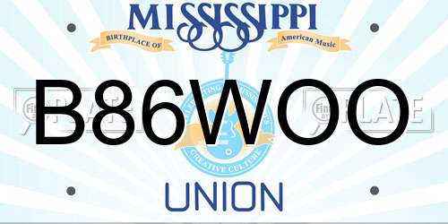 B86WOO Mississippi License Plate