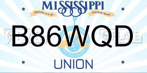 B86WQD Mississippi License Plate