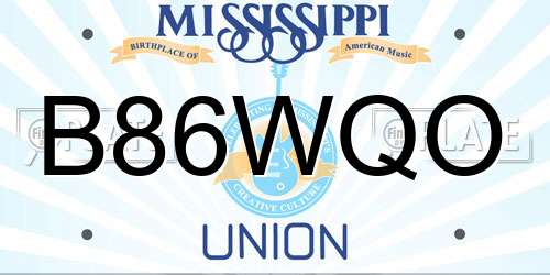 B86WQO Mississippi License Plate