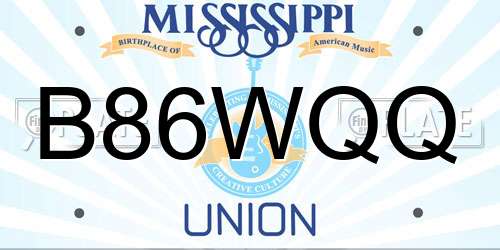 B86WQQ Mississippi License Plate