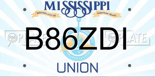 B86ZDI Mississippi License Plate