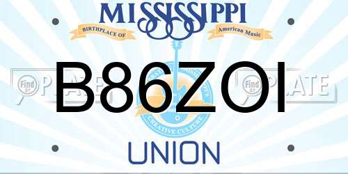 B86ZOI Mississippi License Plate