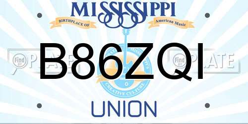 B86ZQI Mississippi License Plate