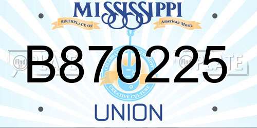 B870225 Mississippi License Plate