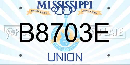 B8703E Mississippi License Plate