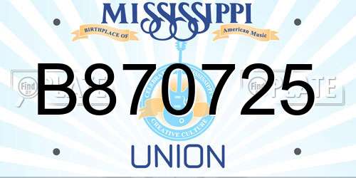 B870725 Mississippi License Plate