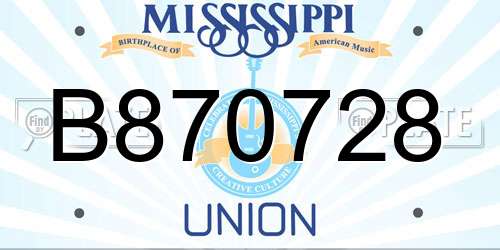 B870728 Mississippi License Plate