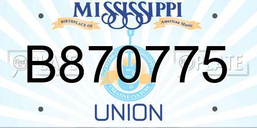 B870775 Mississippi License Plate