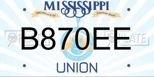 B870EE Mississippi License Plate